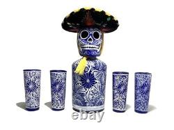 Tequila Decanter Set, Liquor Decanter with Shot Glasses and Blue Decanter Set