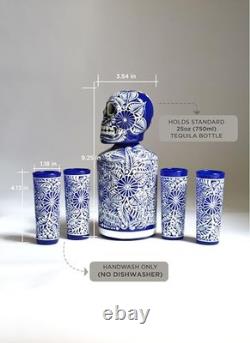 Tequila Decanter Set, Liquor Decanter with Shot Glasses and Blue Decanter Set