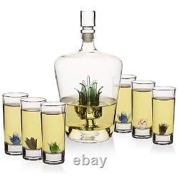 Tequila Decanter Tequila Glasses Set with Agave Decanter and 6 Agave Sipping