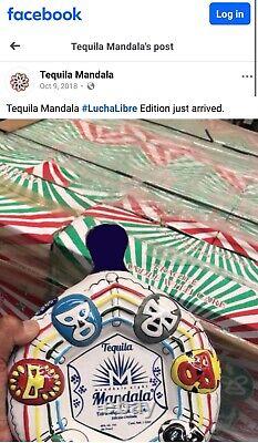 Tequila Mandala Lucha Libre Limited Edition Empty Hand Painted Bottle 2018