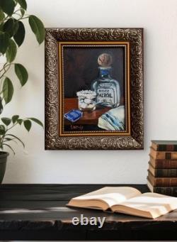 Tequila Patron Durex Original Oil Painting High Heels Still Life Framed