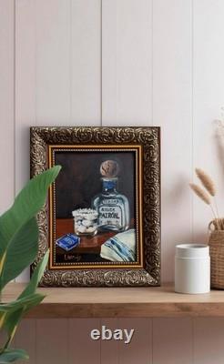 Tequila Patron Durex Original Oil Painting High Heels Still Life Framed