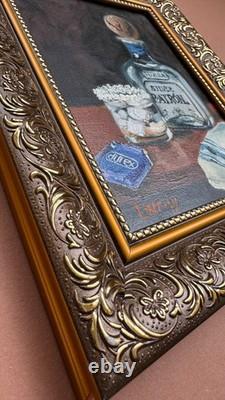 Tequila Patron Durex Original Oil Painting High Heels Still Life Framed