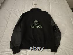 Tequila Patrón Varsity Jacket Genuine Leather Sleeves & Collar 50% Wool Body SM