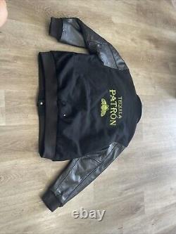 Tequila Patrón Varsity Jacket Genuine Leather Sleeves & Collar 50% Wool Body XL