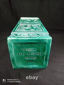 Tequila Real Hacienda Ceramic Pottery Decanter Bottle PRECOLUMBIAN SIMBOLS 8.5