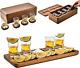 Tequila Shot Glasses With Luxury Acacia Wood Storage Box, Wooden Drink Coasters