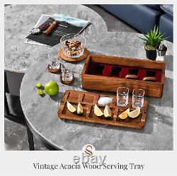 Tequila Shot Glasses with Luxury Acacia Wood Storage Box, Wooden Drink Coasters