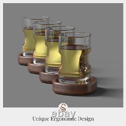 Tequila Shot Glasses with Luxury Acacia Wood Storage Box, Wooden Drink Coasters