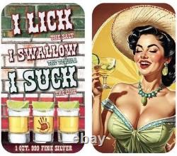 Tequila Shots Colorized 1 oz Silver Bar by Black Hand Bullion with COA