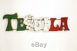 Tequila Sign-Recycled Metal-Mexican Folk Art-Handmade-Restaurant Bar Decor