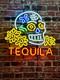 Tequila Skull Tattoo Tiki Bar 20x16 Neon Sign Light Lamp Wall Decor Display