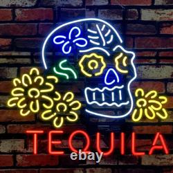 Tequila Sugar Skull Neon Sign Lamp Light 24x20 Bar Beer Nightlight Decor Pub