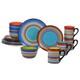 Tequila Sunrise 16-piece Boho Ceramic Dinnerware Set Vibrant Multicolor Plates