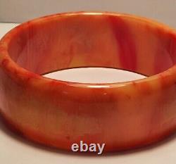 Tequila Sunrise Pink Orange Yellow Marbled BAKELITE BANGLE 1 Wide TESTED