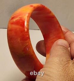 Tequila Sunrise Pink Orange Yellow Marbled BAKELITE BANGLE 1 Wide TESTED