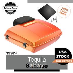 Tequila Sunrise Razor Tour Pack Pak Luggage Backrest Top Box Fits Harley 97+