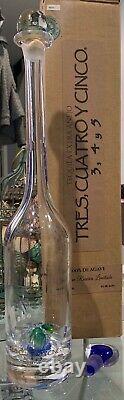 Tequila Tres Cuatro Y Cinco Extra Anejo Empty Hand Blown Bottle Box Stopper