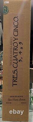 Tequila Tres Cuatro Y Cinco Extra Anejo Empty Hand Blown Bottle Box Stopper
