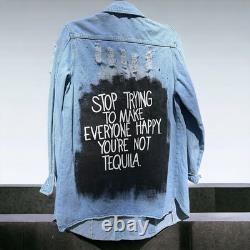 Tequila Vibes Only Hand-Painted Jean Jacket for the Bold and Fabulous! Large