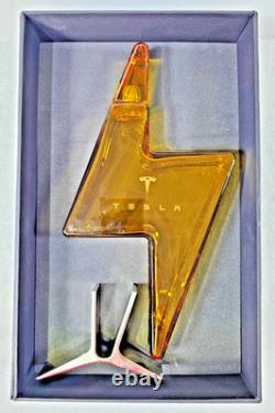 Tesla Tequila Lightning Bolt Decanter Empty Glass Bottle with Stand & Box Rare
