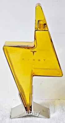 Tesla Tequila Lightning Bolt Decanter Empty Glass Bottle with Stand & Box Rare