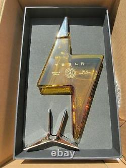Tesla Tequila Lightning Empty Bottle With Stand and Box Collectible Elon Musk