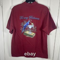 Tommy Bahama Men Tequila Mocking Parrot Silk Cotton Camp Shirt Syrah Medium New