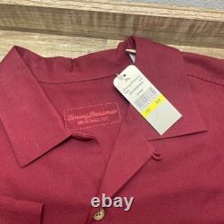Tommy Bahama Men Tequila Mocking Parrot Silk Cotton Camp Shirt Syrah Medium New