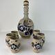 Tonala Sandstone Mexican Pottery Decanter Tequila Set Of 6 Cups Vintage