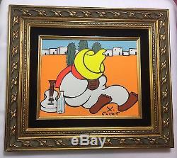 Too Much Tequila Signed XAVIER CUGAT Oil Based O/B Framed Painting Autographed