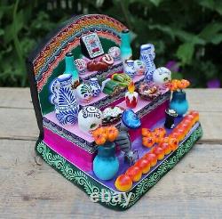 Traditional Day of the Dead Altar Dog Mole Tequila Handmade Mexican Folk Art