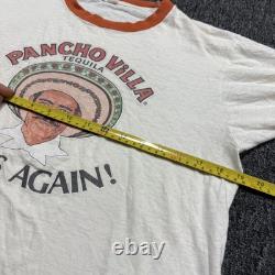 True Vintage 70s Pancho Villa Motorcycle Biker Ringer Tequila T-Shirt -Size L/XL