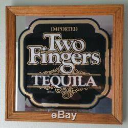 Two Fingers Tequila Bar Mirror Sign Liquor 80 Proof 16x16 Frame Mancave Decor