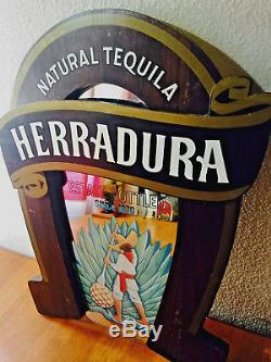 VINTAGE HERRADURA TEQUILA WOOD AD With MIRROR 20X16 HANGING MAN CAVE WALL DECOR