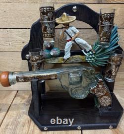 Very Cool Tequila Set Bar Stand, Gun Bottle + Shot Glass Mexican Tequila, Great