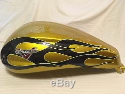 Victory Cross Country 2014 Fuel Tank Tequila Gold Flames Gas Petrol Perfect Cond