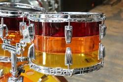 Vintage 1970's Ludwig 4pc Vistalite Drum Kit Shell Pack Tequila Sunrise