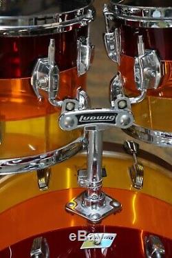 Vintage 1970's Ludwig 4pc Vistalite Drum Kit Shell Pack Tequila Sunrise