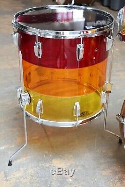 Vintage 1970's Ludwig 4pc Vistalite Drum Kit Shell Pack Tequila Sunrise