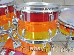 Vintage 1970's Ludwig 5 Piece Vistalite Tequila Sunrise Drum Set Kit FANTASTIC
