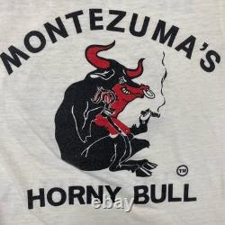 Vintage 70s Men's Small Montezuma Tequila Ringer Tee Bull Rare Promo