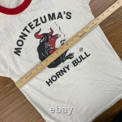 Vintage 70s Men's Small Montezuma Tequila Ringer Tee Bull Rare Promo