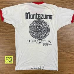 Vintage 70s Men's Small Montezuma Tequila Ringer Tee Bull Rare Promo