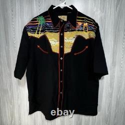 Vintage 90s Scully Western Tequila Sunrise Pearl Snap Embroidered Mens Shirt