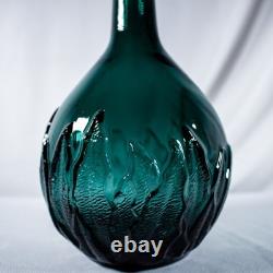 Vintage Aqua Green Gothic Decanter Bottle of Flower Crown Leaves Crawling