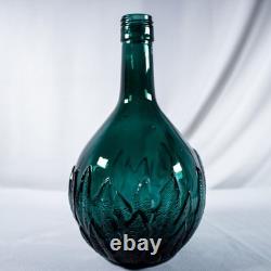 Vintage Aqua Green Gothic Decanter Bottle of Flower Crown Leaves Crawling