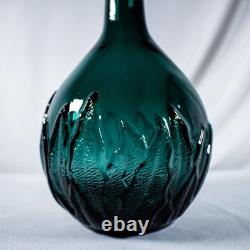 Vintage Aqua Green Gothic Decanter Bottle of Flower Crown Leaves Crawling