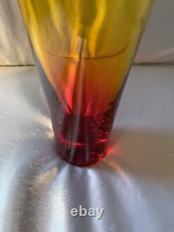 Vintage Blenko Tequila Sunrise Vase 2004 Signed Blenko 10.5 BEAUTIFUL