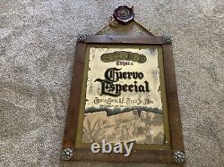 Vintage Cuervo Especial Tequila Rustic Wood framed advertising mirror